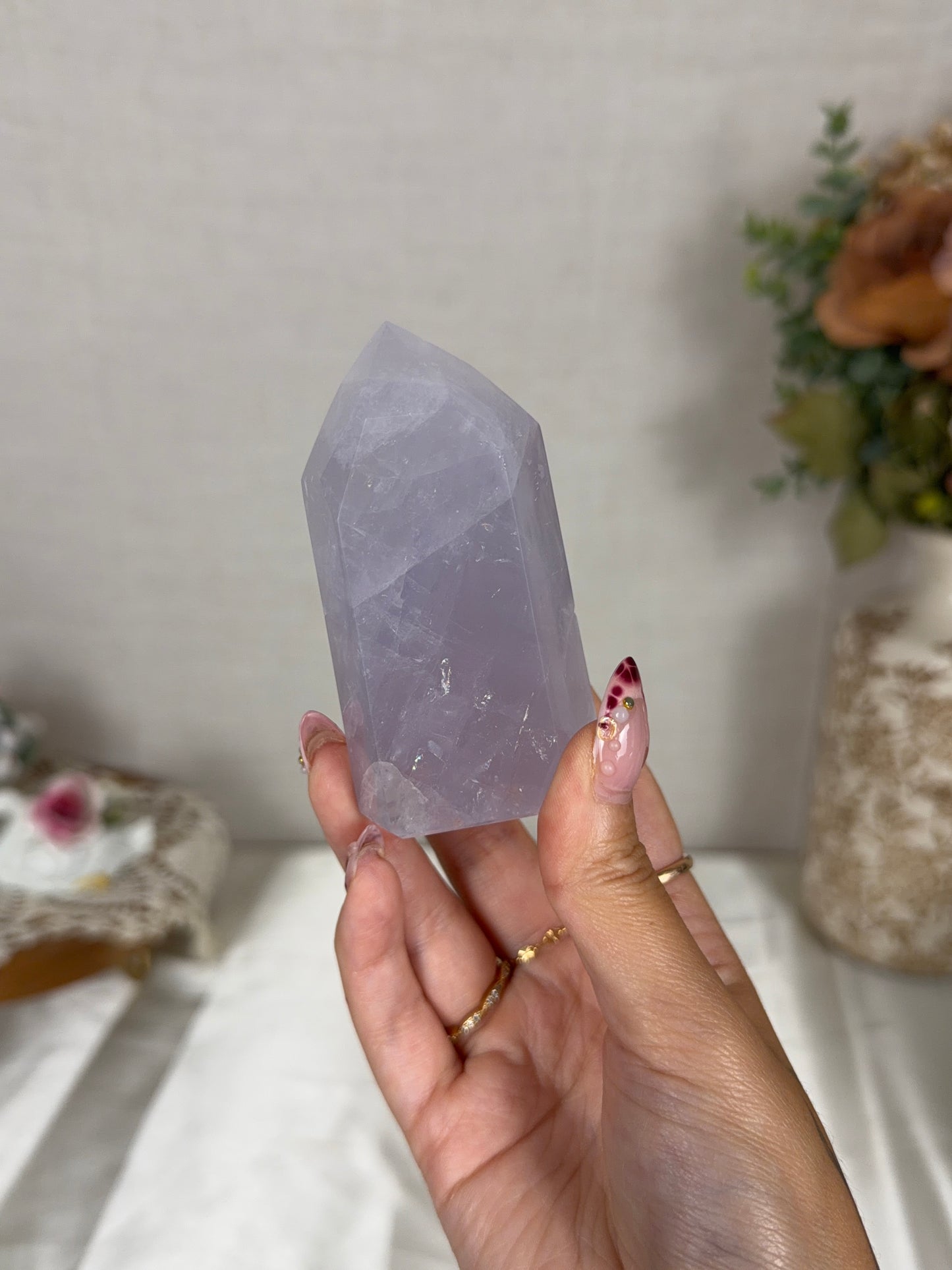 Blue Periwinkle Rose Quartz Tower (32i)