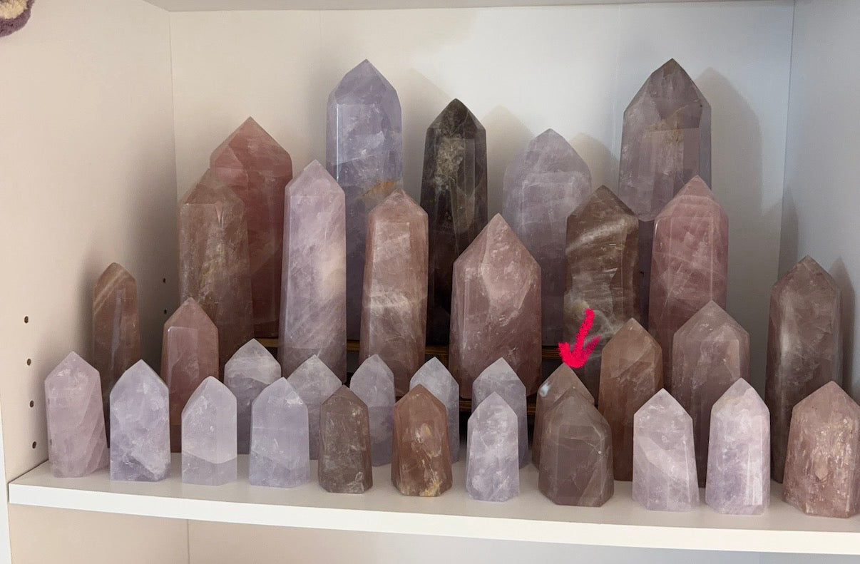 Golden Flash Rose Quartz Tower (34Z)
