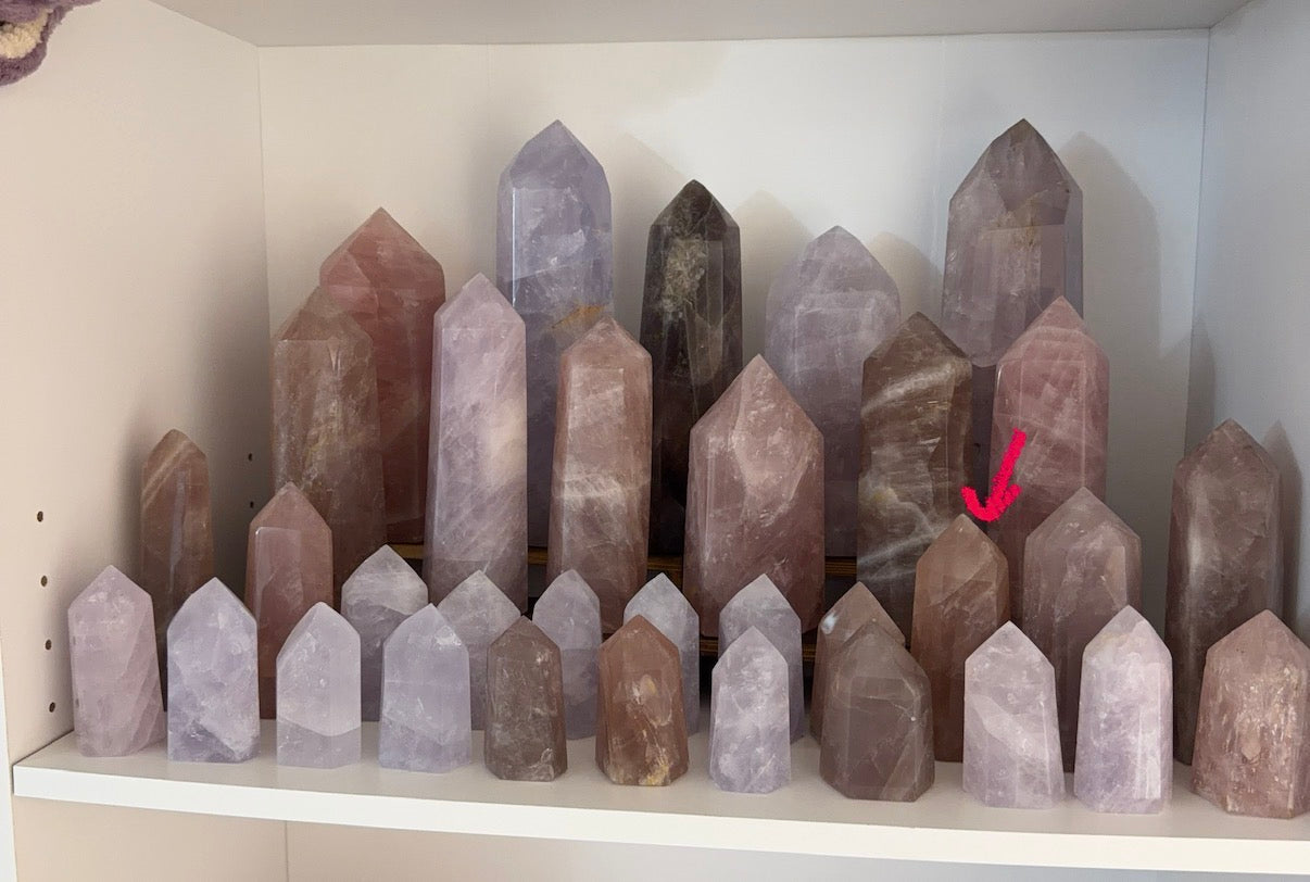 Peachy Pink Rose Quartz Tower (62T)