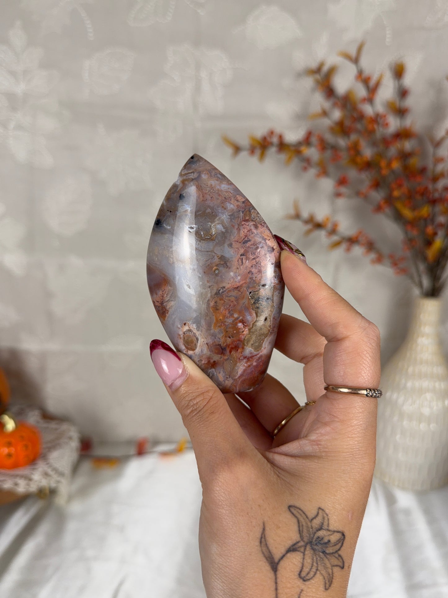 Pink Dendritic Agate Flame (32J)