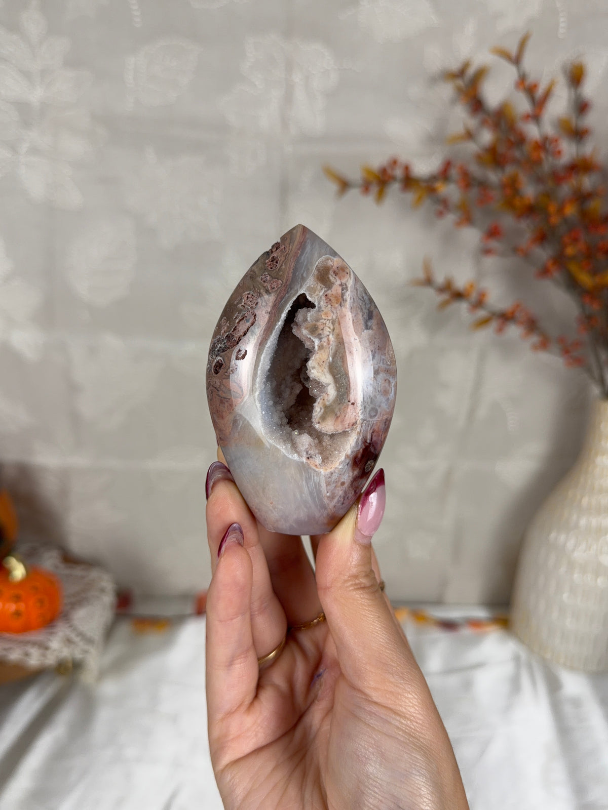 Druzy Pink Dendritic Agate Flame (28D)