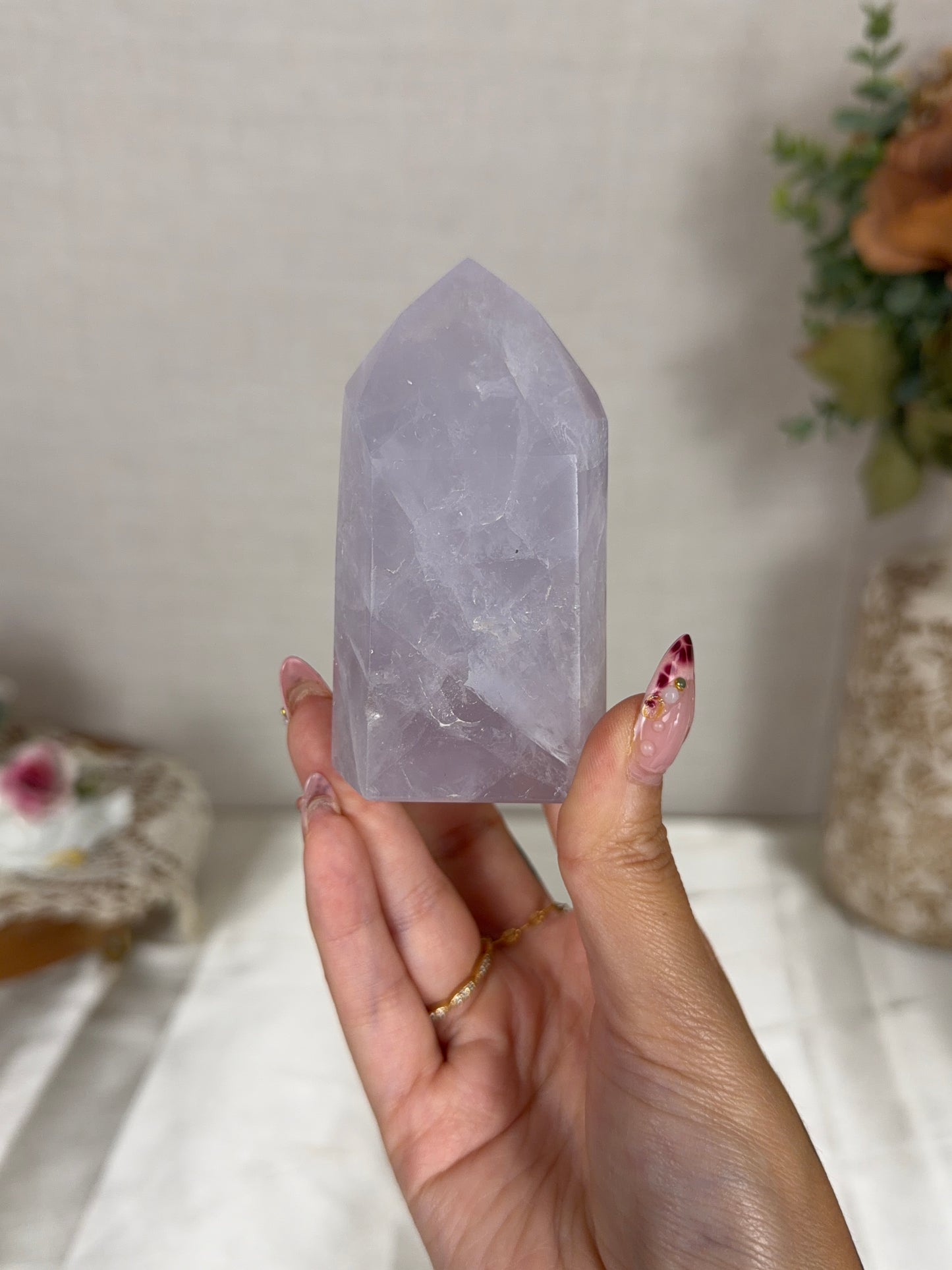 Blue Periwinkle Rose Quartz Tower (34A)
