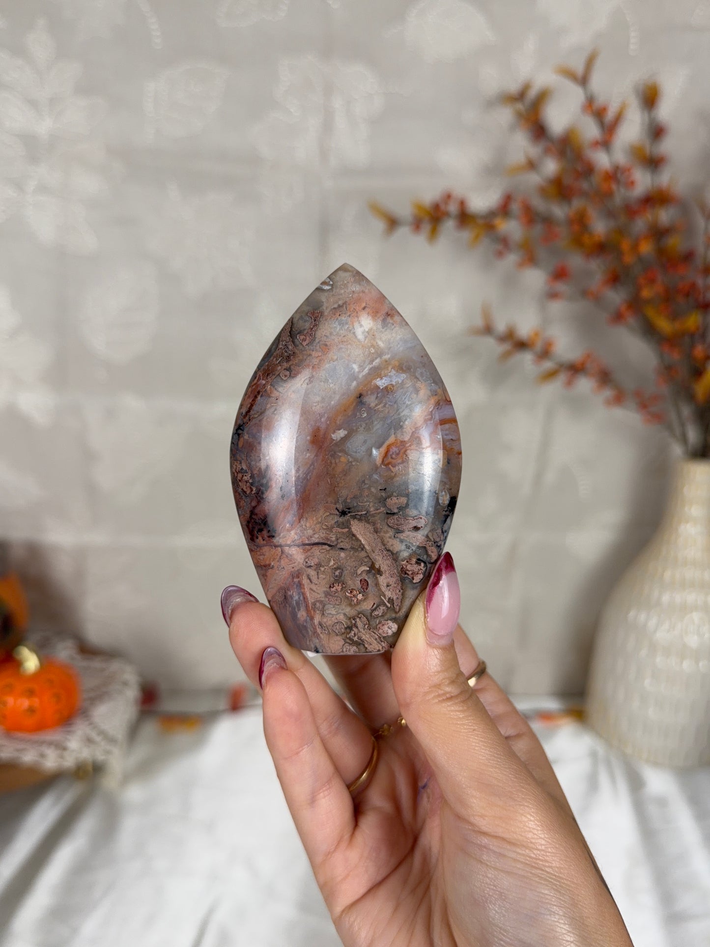 Pink Dendritic Agate Flame (30P)