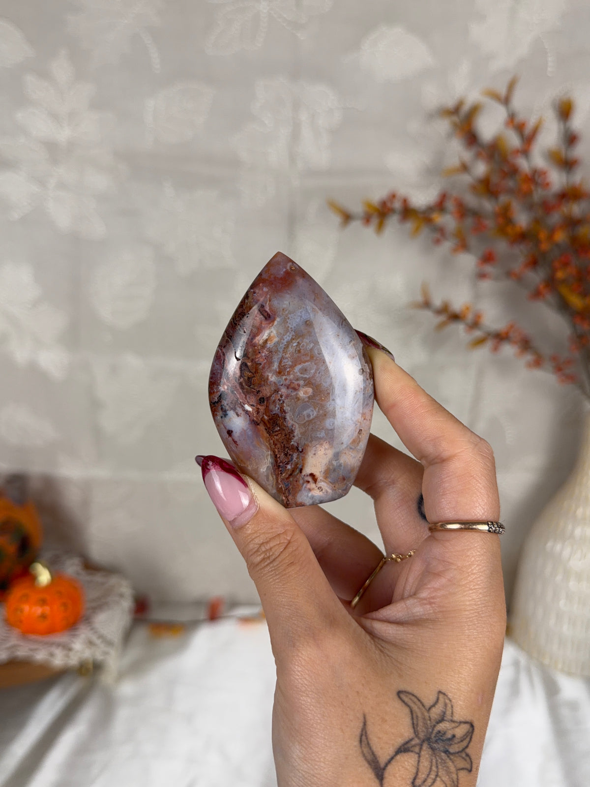 Mini Pink Dendritic Agate Flame (20F)