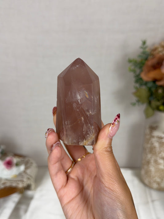 Golden Flash Mauve Rose Quartz Tower (30T)