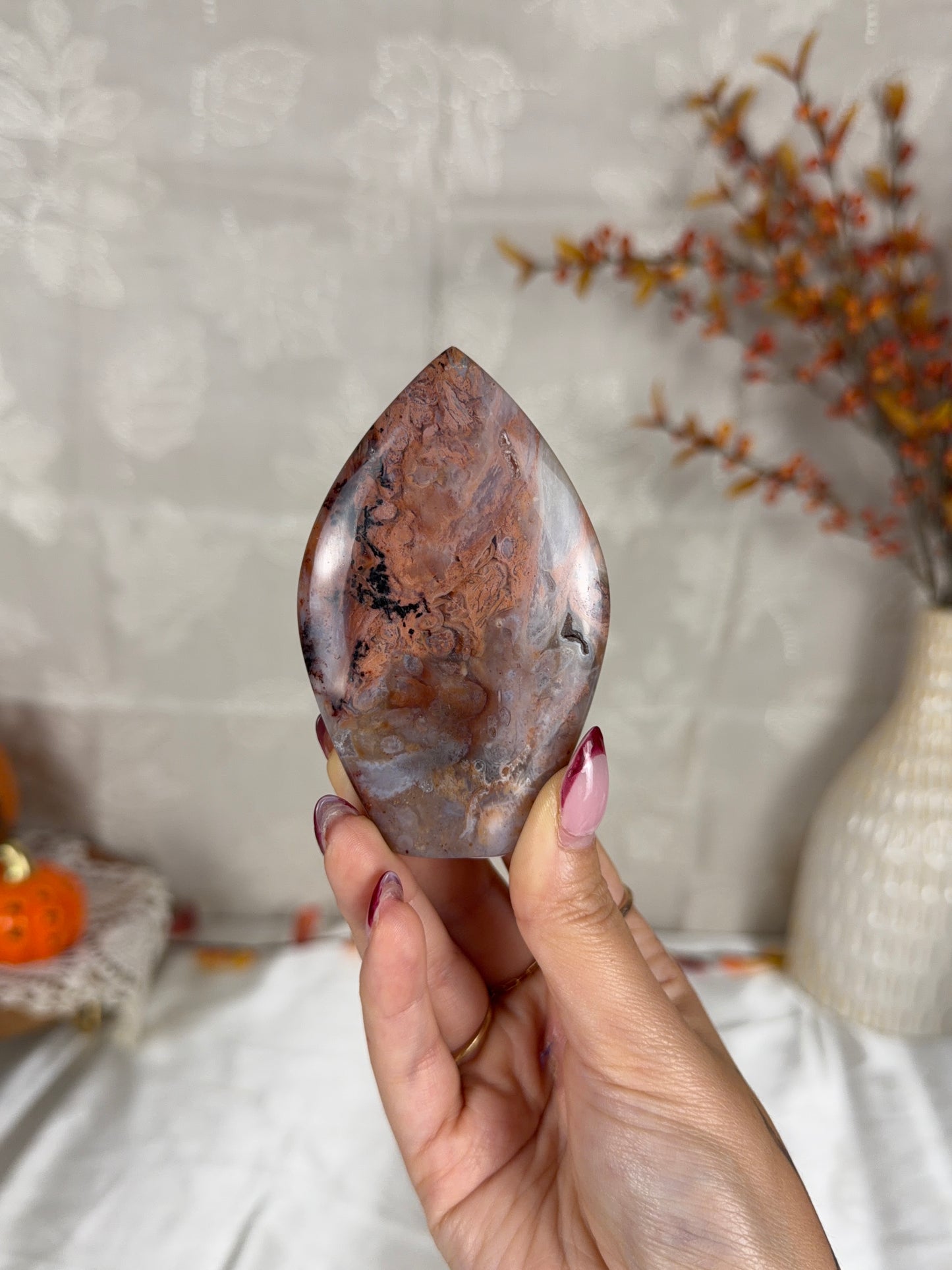 Pink Dendritic Agate Flame (22X)