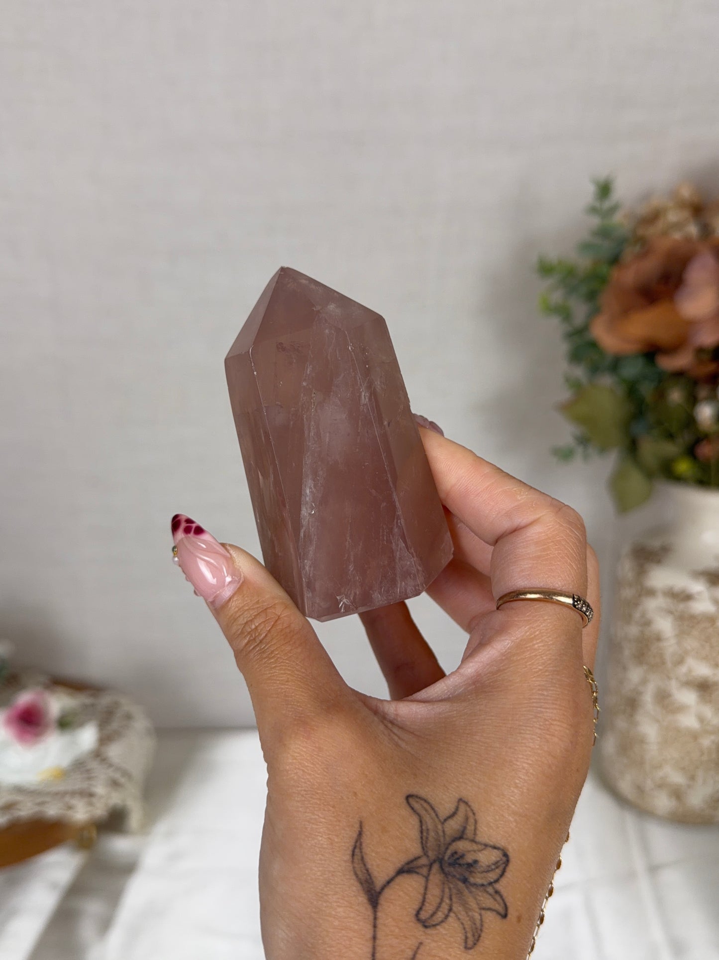 Golden Flash Mauve Rose Quartz Tower (30T)