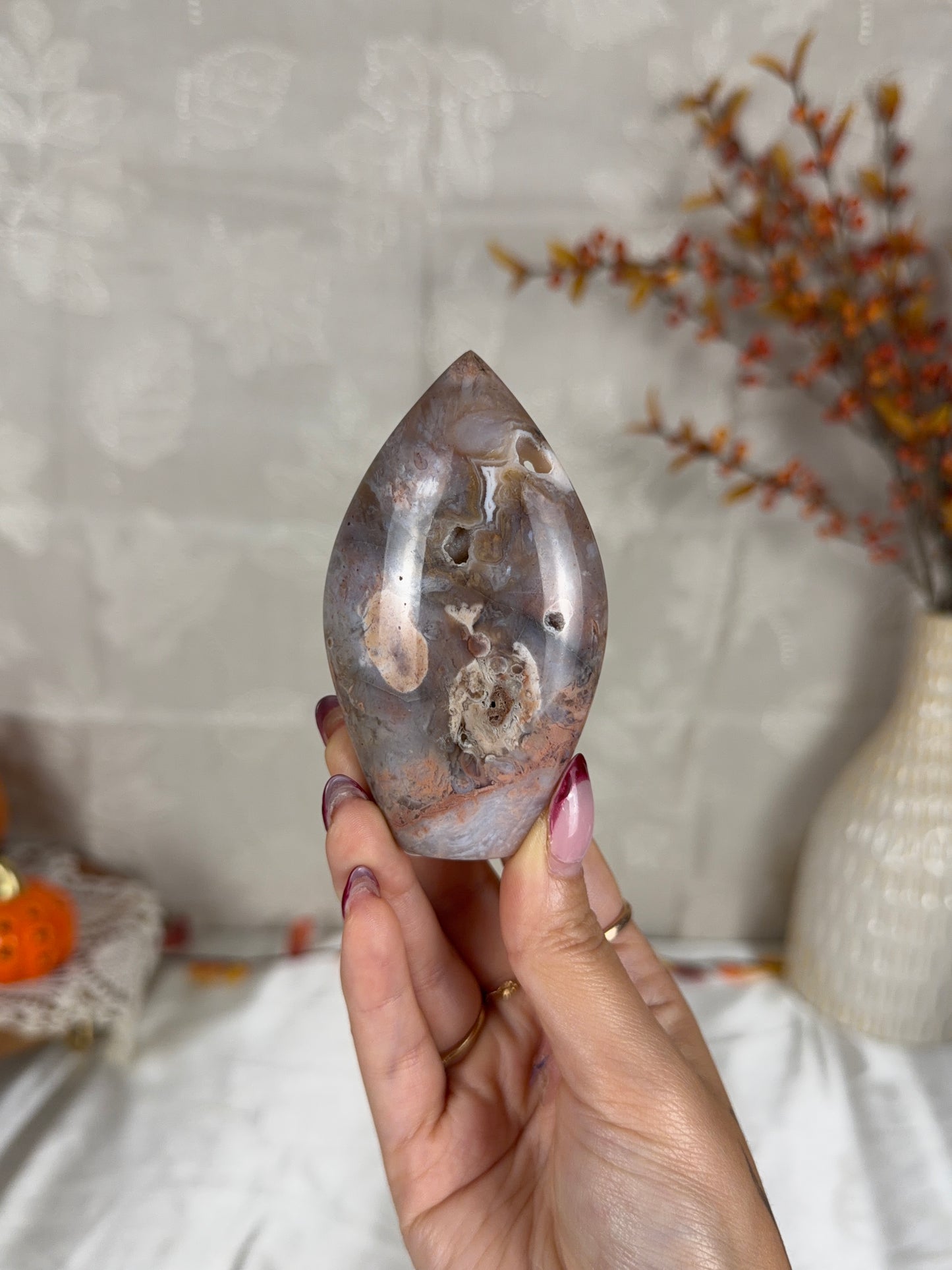 Druzy Pink Dendritic Agate Flame (28H)