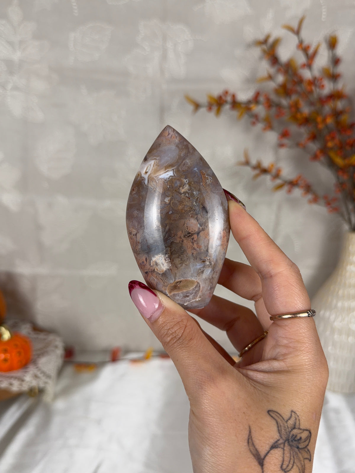 Druzy Pink Dendritic Agate Flame (28H)