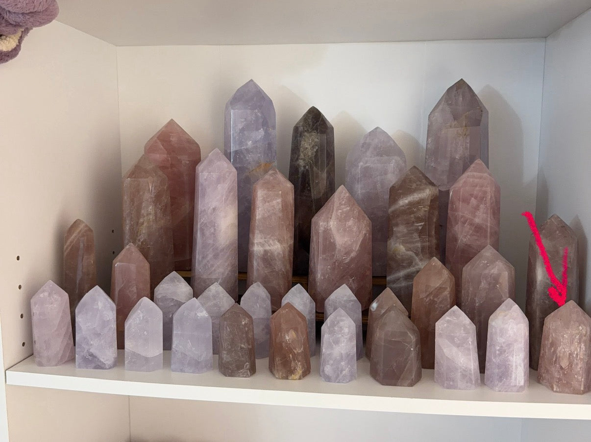 Golden Flash Chunky Rose Quartz Tower (45G)