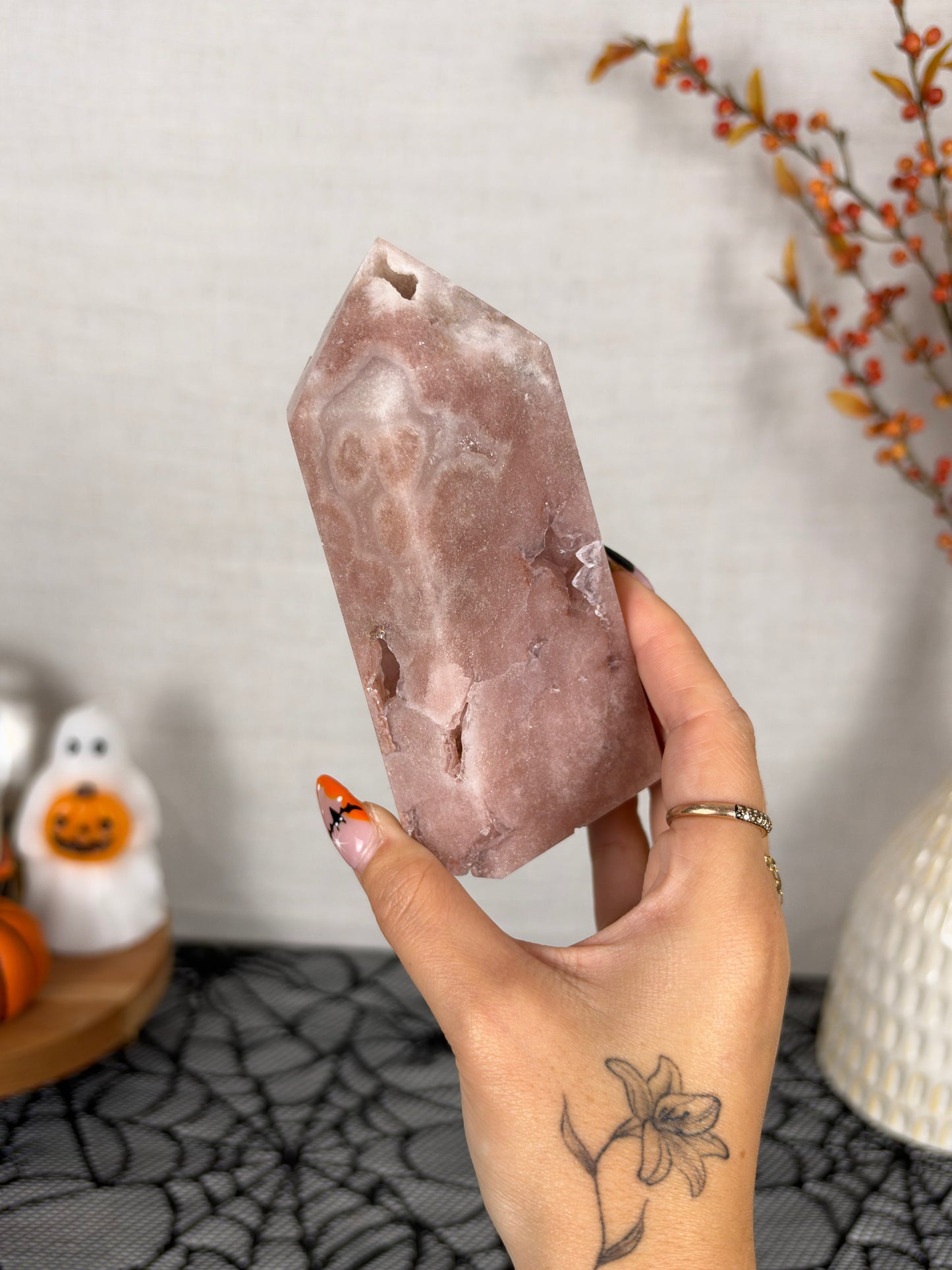 Bubble Druzy Pink Amethyst Tower (128Z)