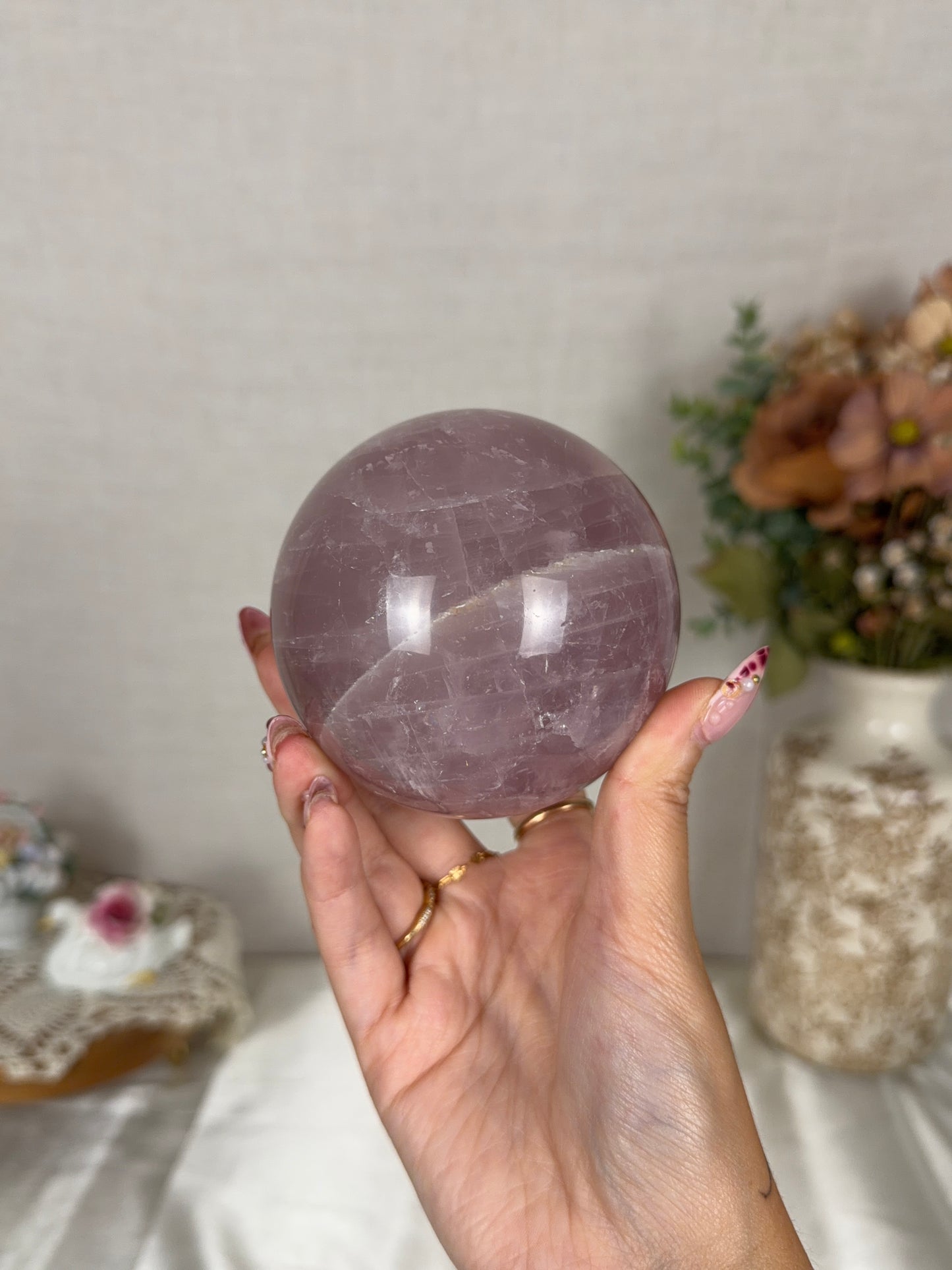 *Star Purple Berry Rose Quartz Sphere 85mm (116X)