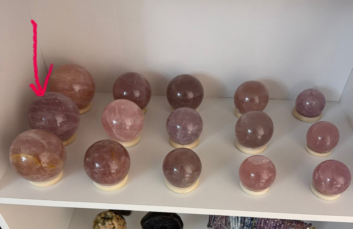 *Star Purple Berry Rose Quartz Sphere 85mm (116X)