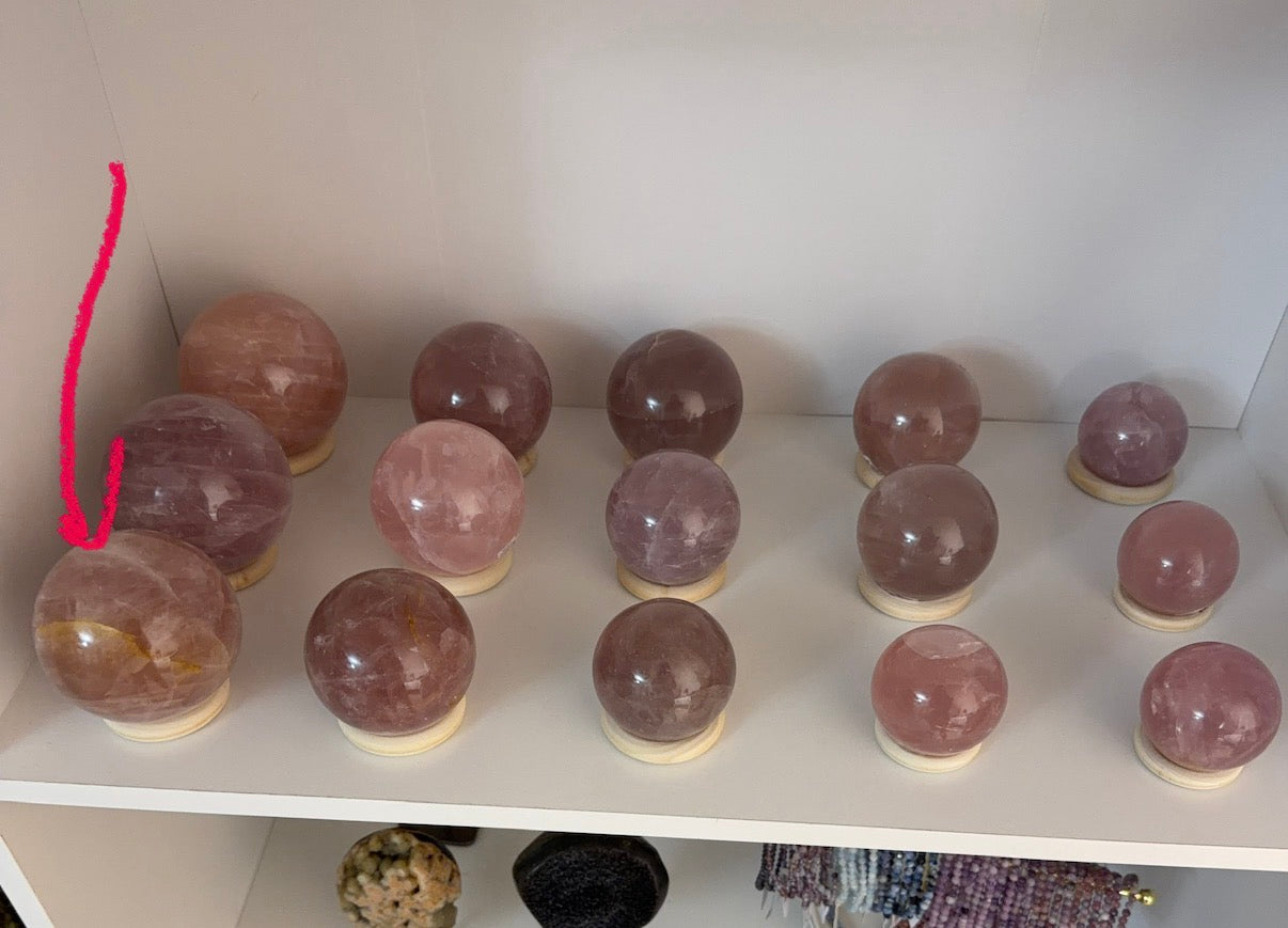 **Double Star Rose Quartz Sphere 81mm (102X)