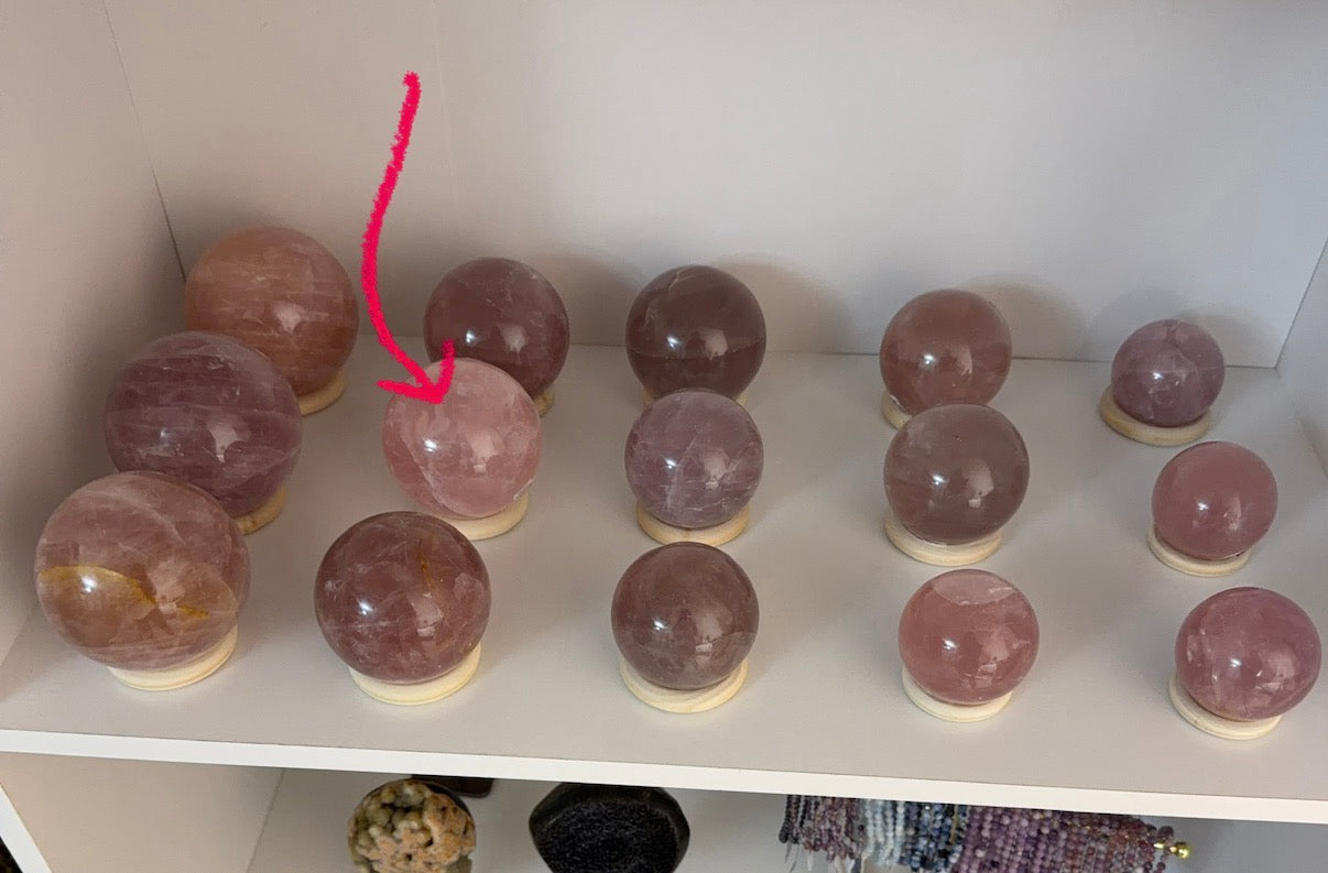 *Star Bright Pink Rose Quartz Sphere 75mm (76X)