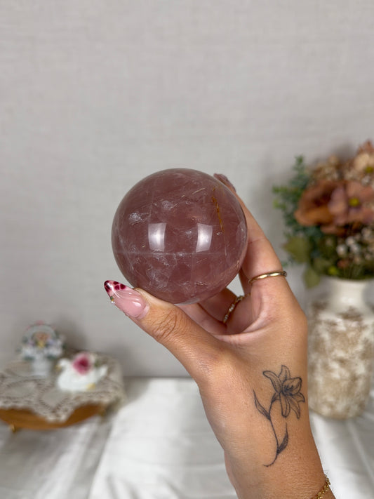 *Golden Star Berry Rose Quartz Sphere 71mm (66X)