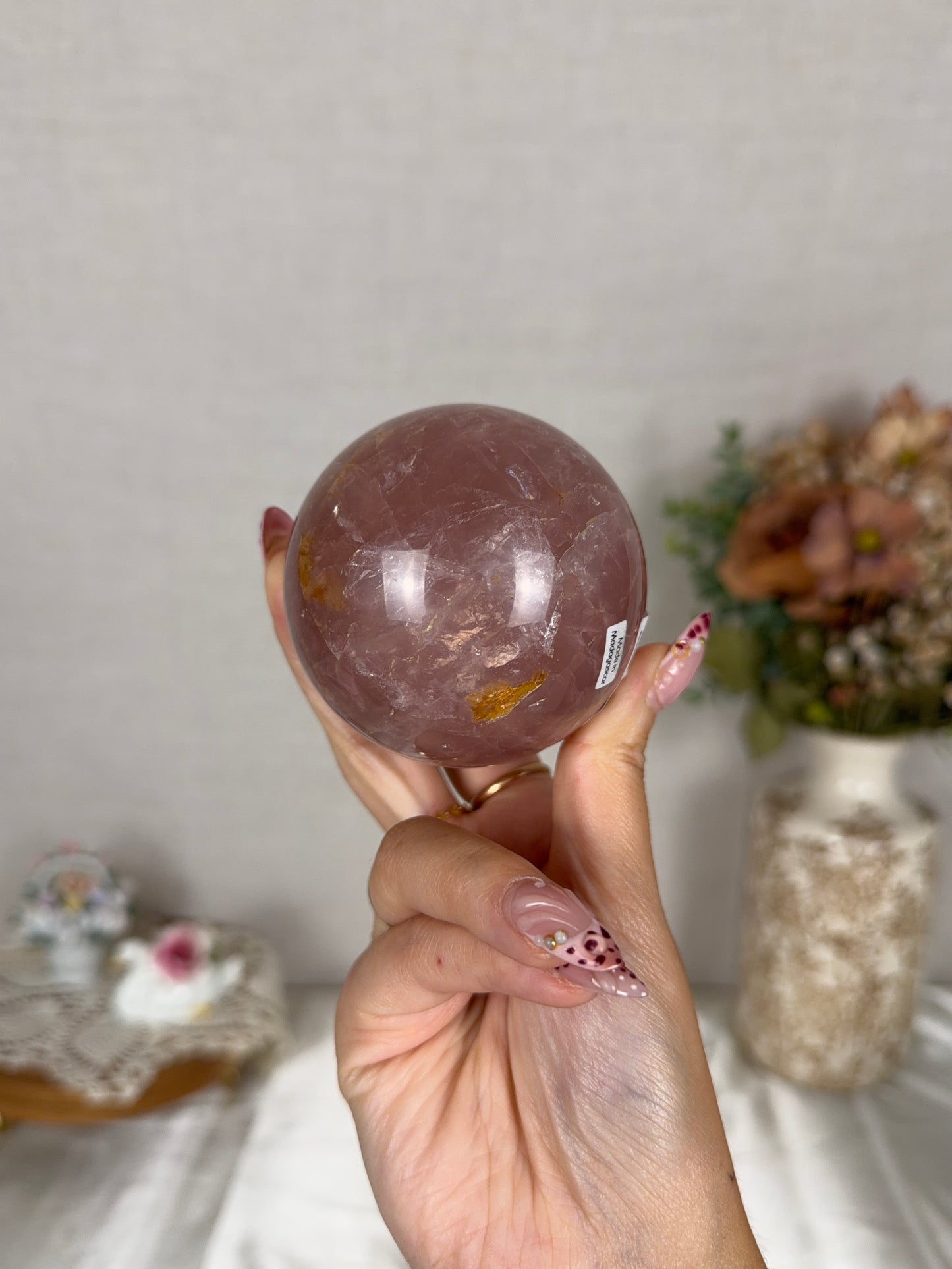 *Golden Star Berry Rose Quartz Sphere 71mm (66X)