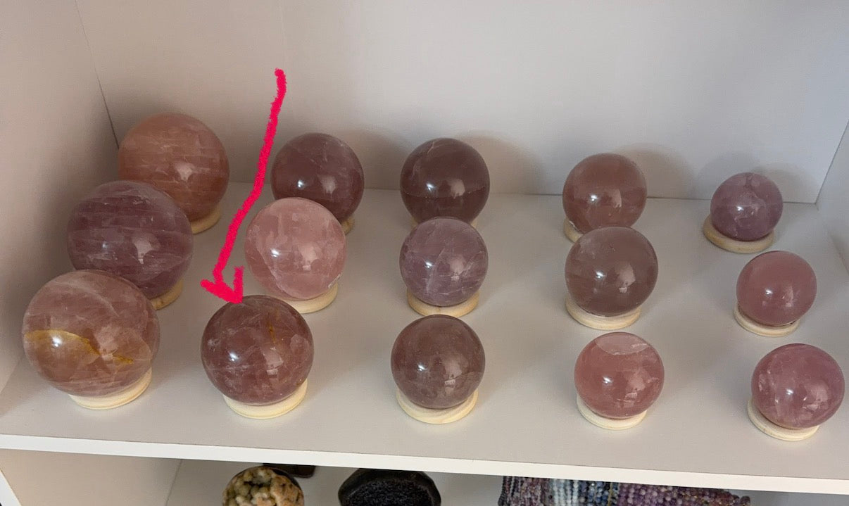 *Golden Star Berry Rose Quartz Sphere 71mm (66X)