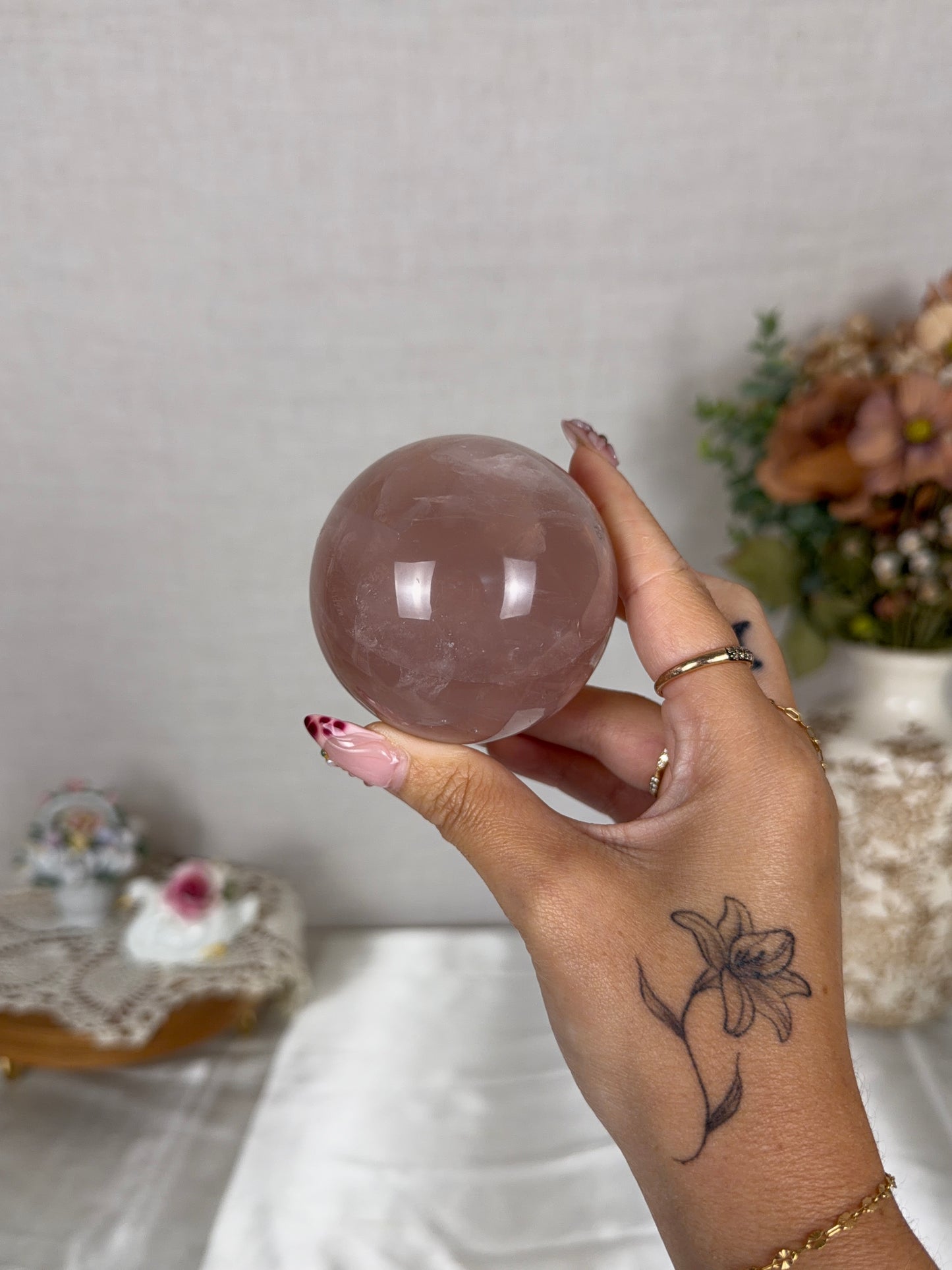 *Star Flashy Rose Quartz Sphere 67mm (54T)