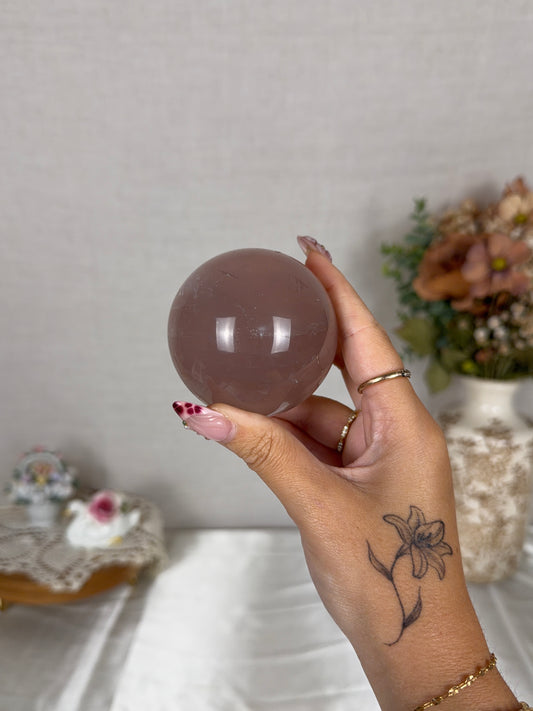*Star Cloudy Mauve Rose Quartz Sphere 65mm (52C)