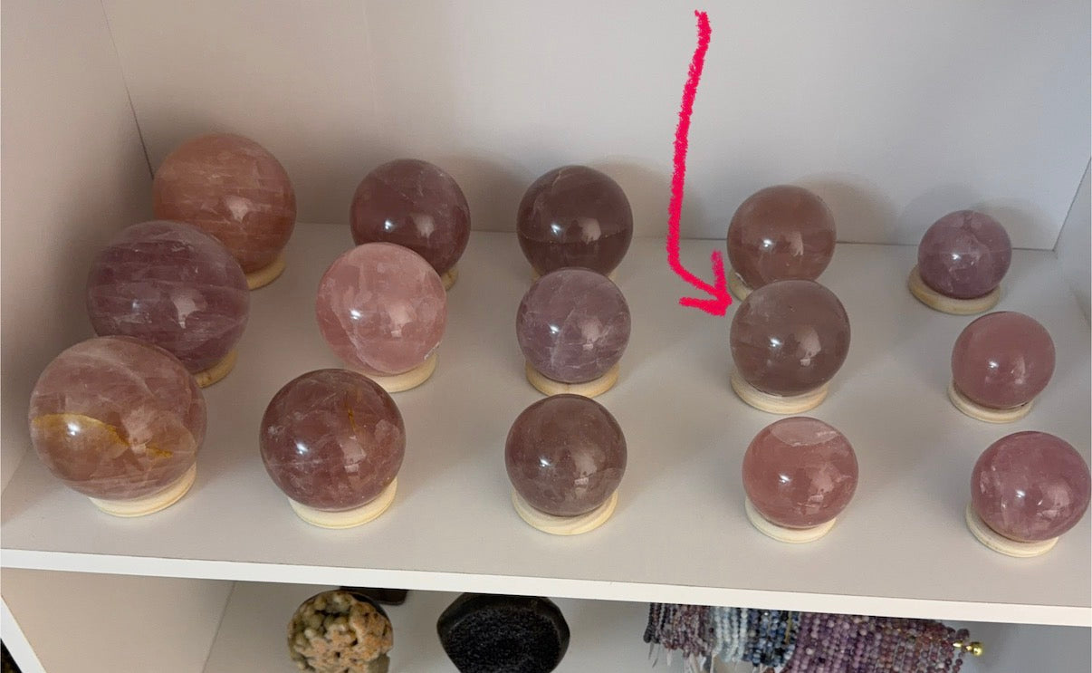 *Star Cloudy Mauve Rose Quartz Sphere 65mm (52C)