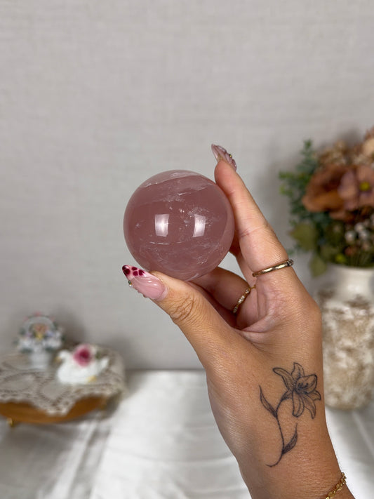 *Star Bright Pink Rose Quartz Sphere 55mm (34C)