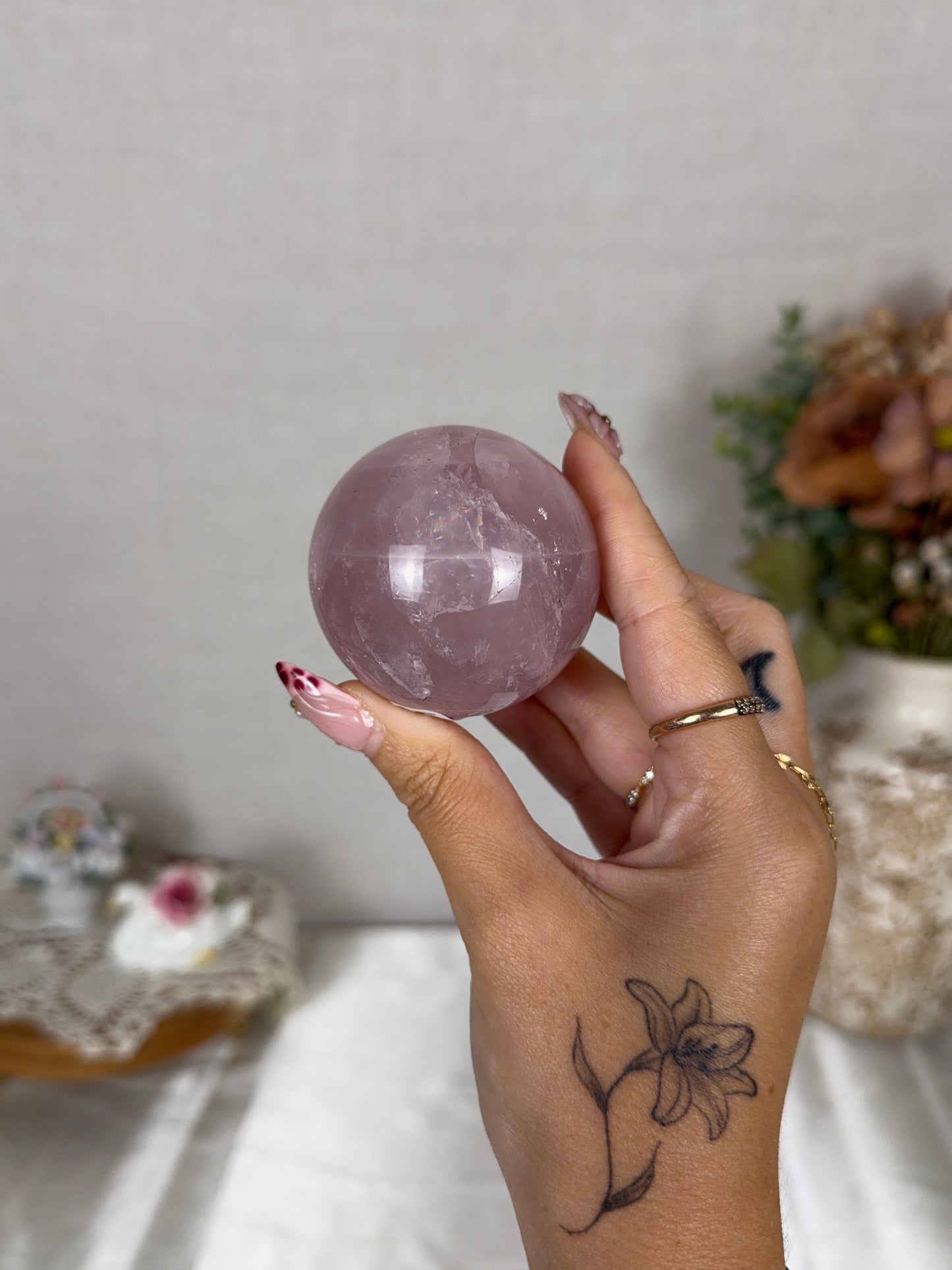 *Star Lavender Pink Rose Quartz Sphere 55mm (30P)
