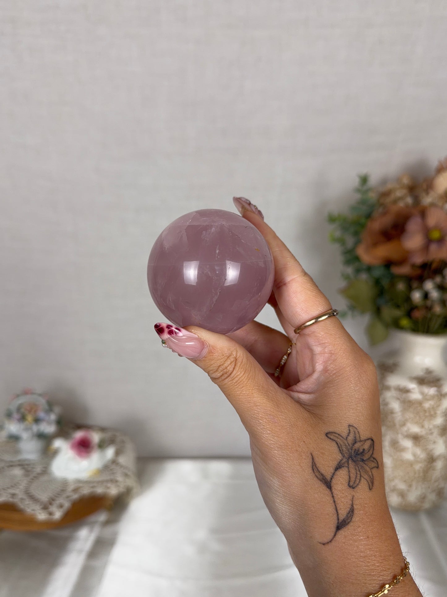 *Star Lavender Pink Rose Quartz Sphere 55mm (30P)