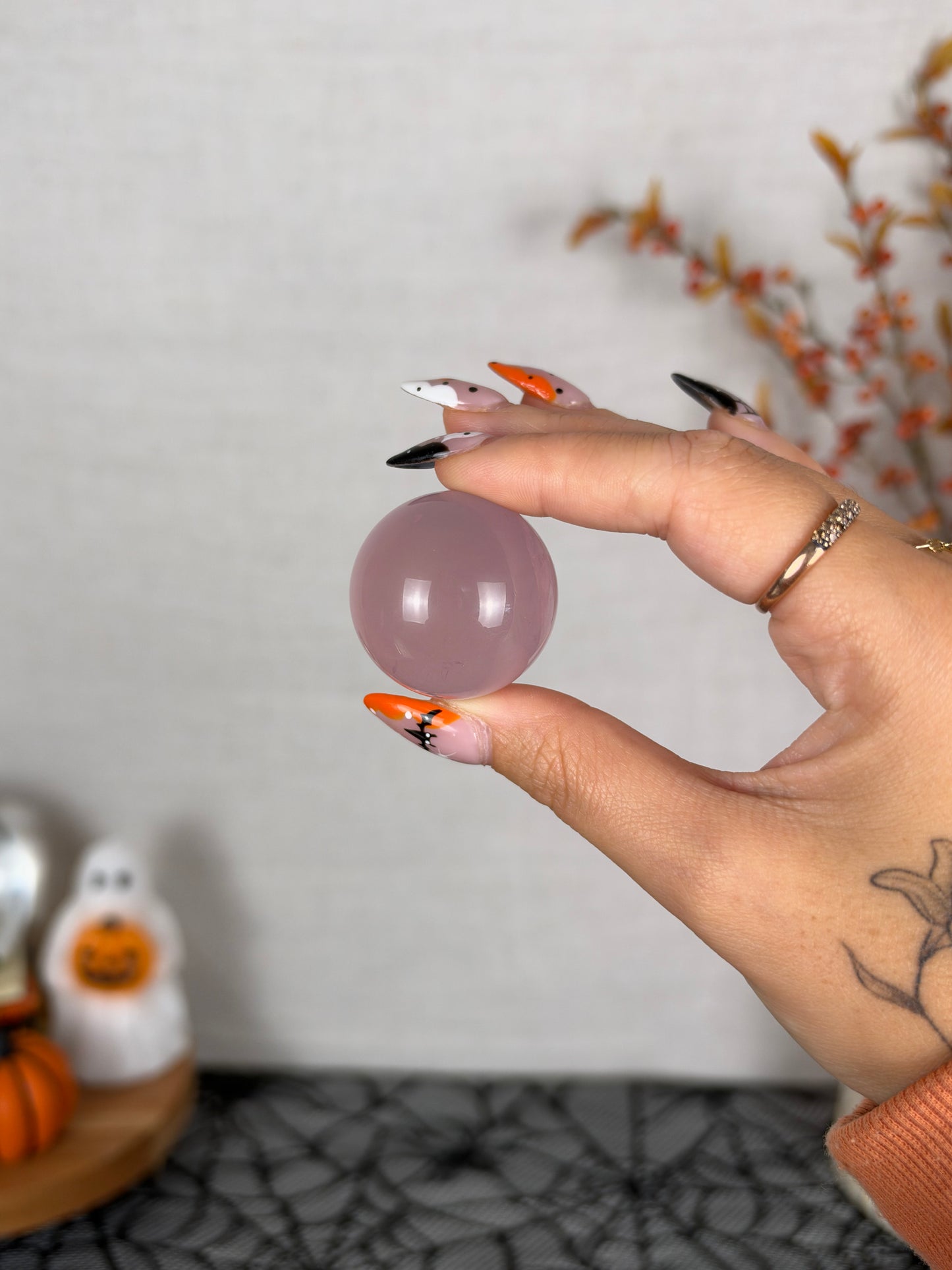*Juicy Mauve Star Rose Quartz Sphere (14C)