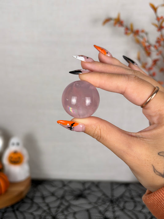 *Extra Juicy Rainbow Mini Star Rose Quartz Sphere (12AE)