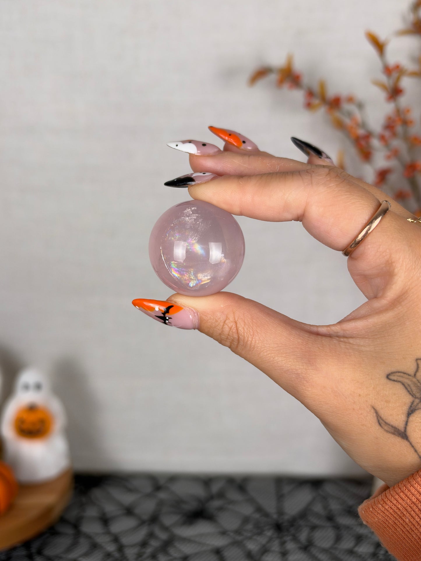 *Extra Juicy Rainbow Mini Star Rose Quartz Sphere (12N)