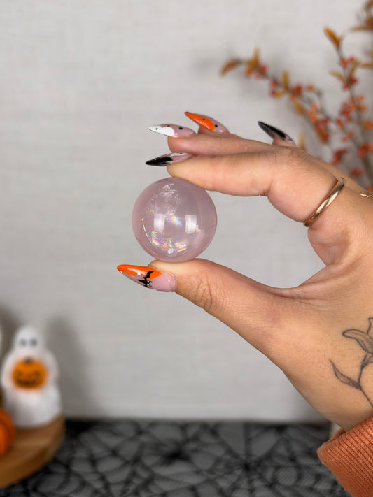 *Extra Juicy Rainbow Mini Star Rose Quartz Sphere (12N)