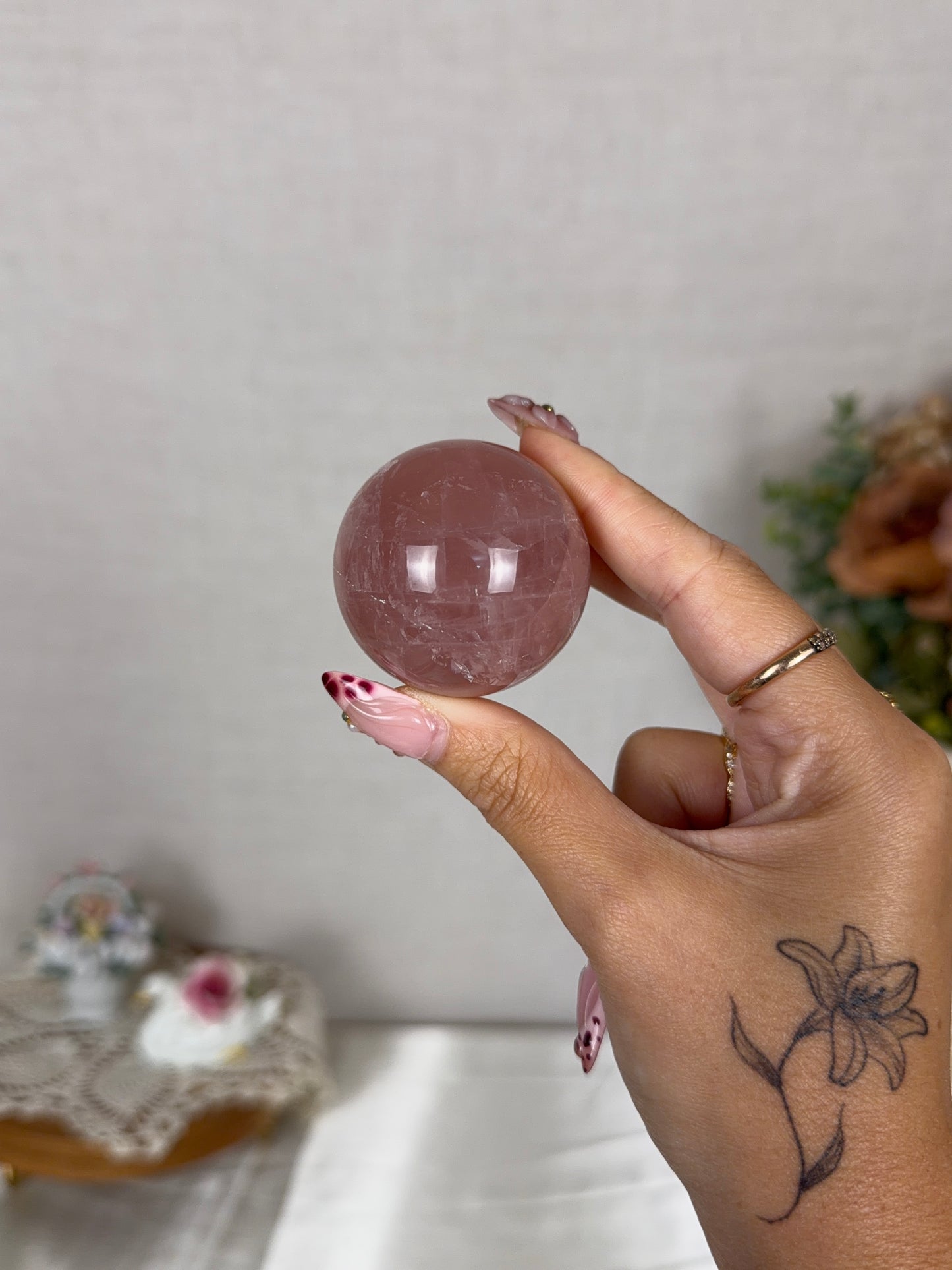 *Star Smoky Sangria Rose Quartz Sphere (18R)
