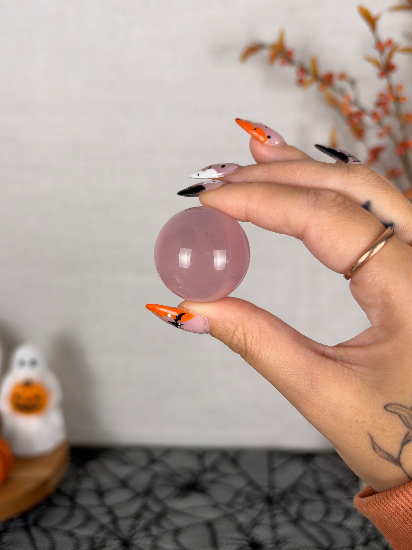 *Extra Juicy Rainbow Mini Star Rose Quartz Sphere (12C)