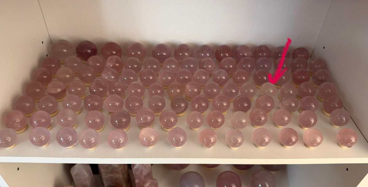 *Icy White Juicy Mini Star Rose Quartz Sphere (12i)