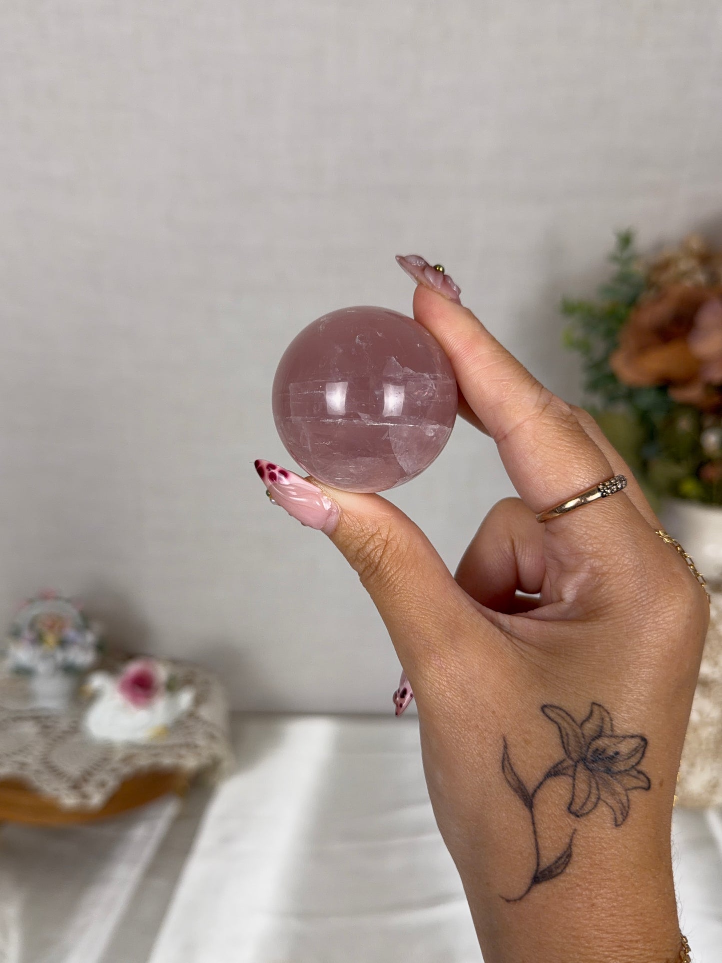 *Star Mauve Rose Quartz Sphere (16)