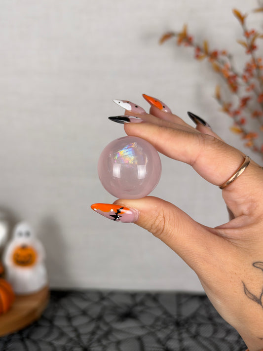 *Juicy Rainbow Mini Star Rose Quartz Sphere (12U)