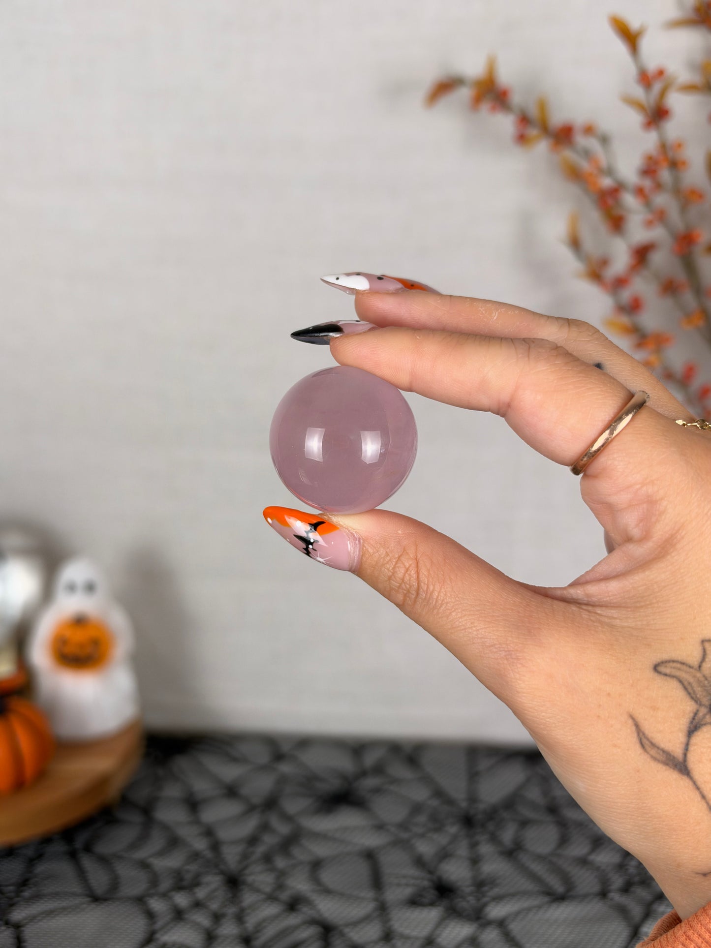 *Extra Juicy Rainbow Mini Star Rose Quartz Sphere (12F)