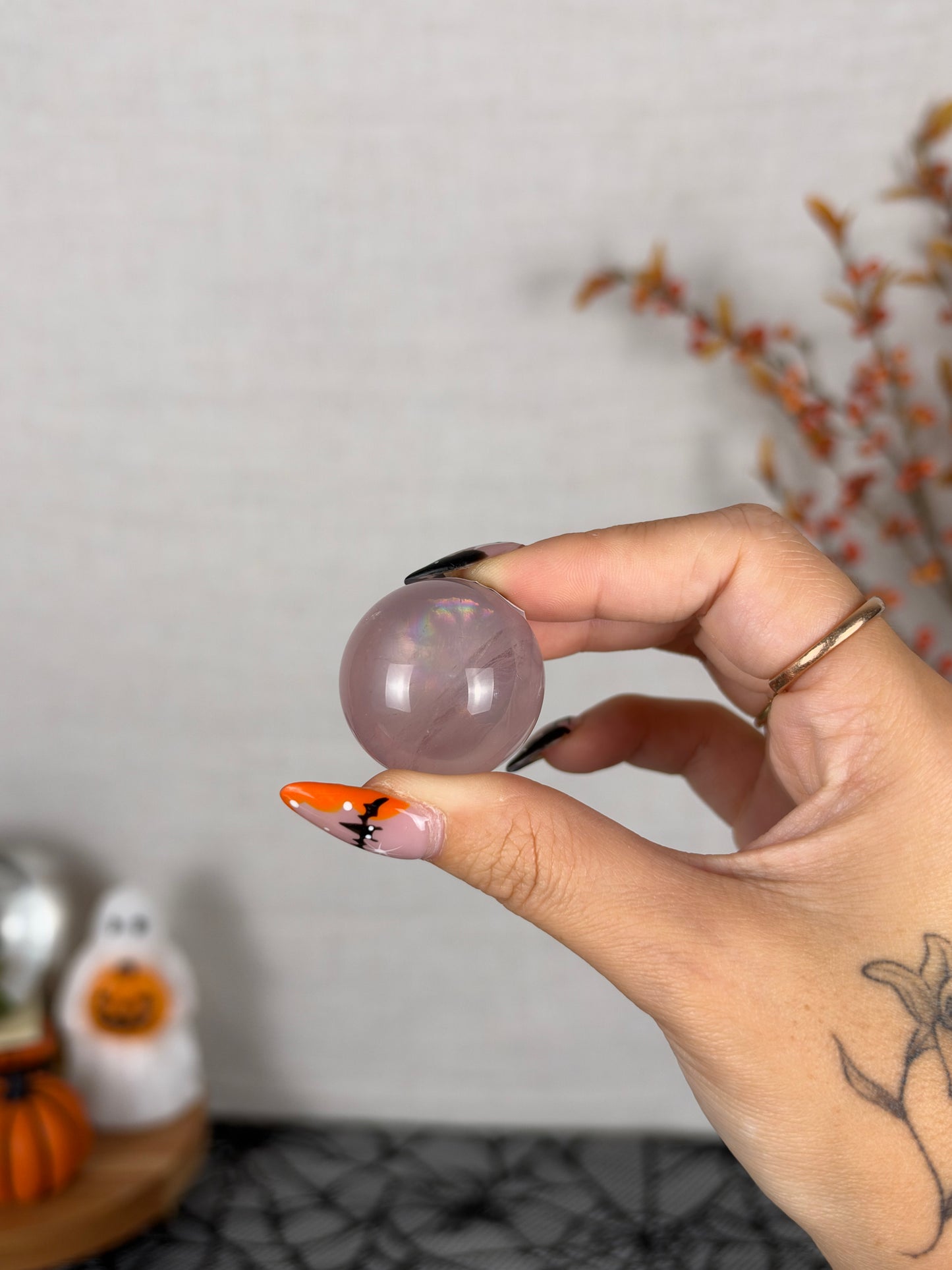 *Extra Juicy Rainbow Purple Mini Star Rose Quartz Sphere (12R)