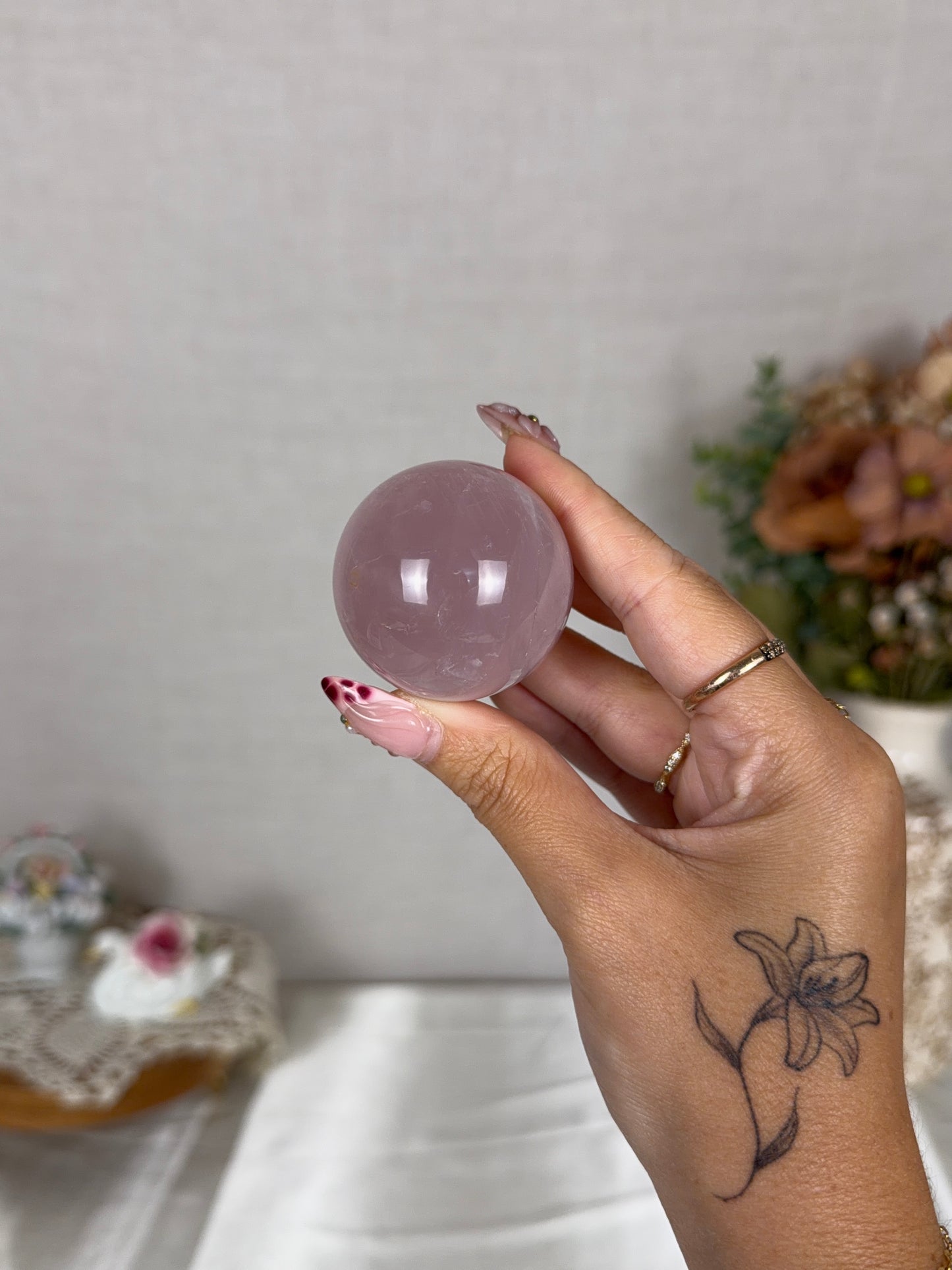 *Star Light Lavender Rose Quartz Sphere (16H)