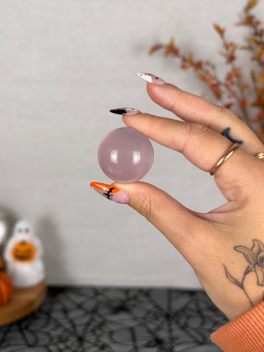 **Double Star Extra Juicy Rainbow Mini Star Rose Quartz Sphere (12H)