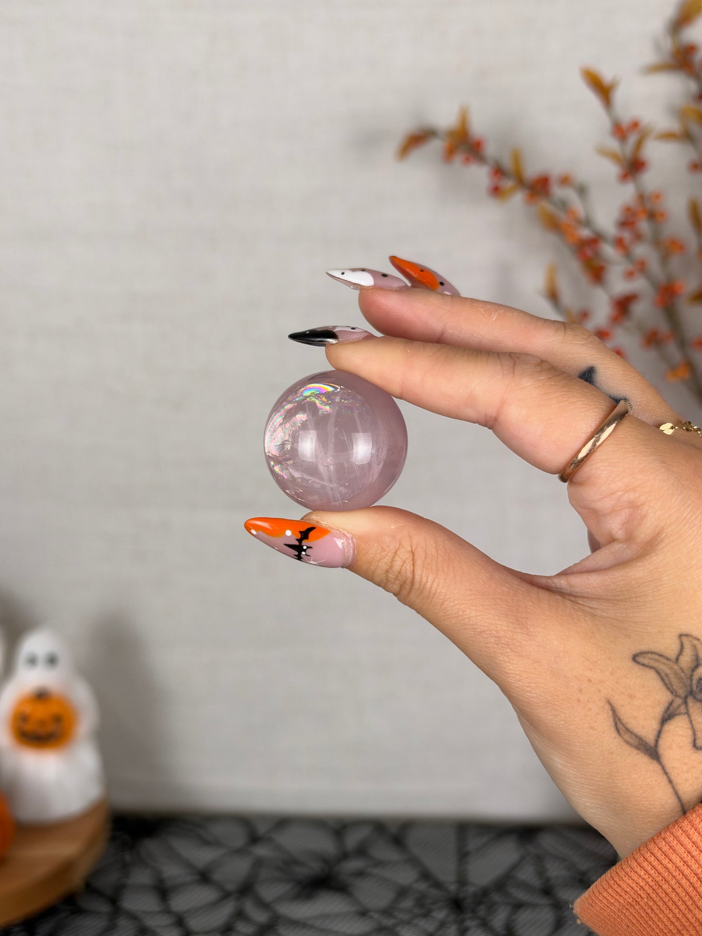 *Extra Juicy Rainbow Mini Star Rose Quartz Sphere (12P)