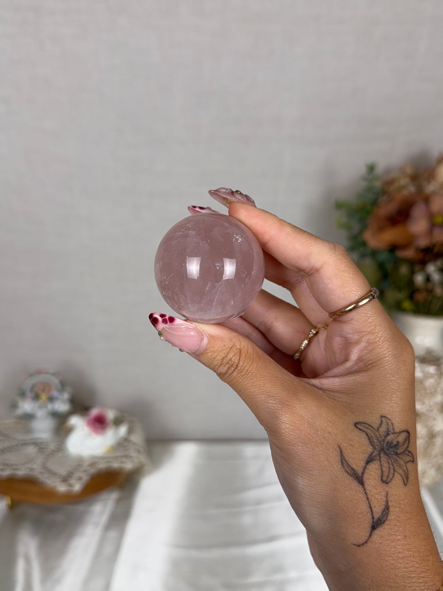 *Star Rainbow Rose Quartz Sphere (16A)
