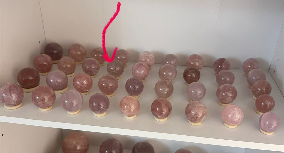 *Star Golden Flash Rose Quartz Sphere (16i)