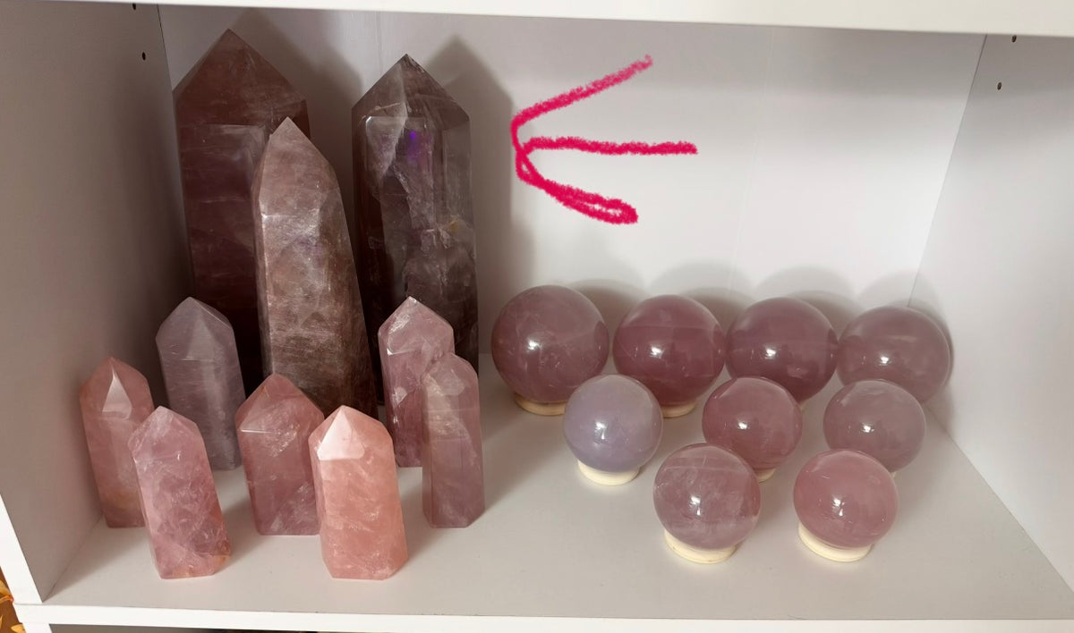 XL Statement Brown Golden Flash Rose Quartz Tower (386)