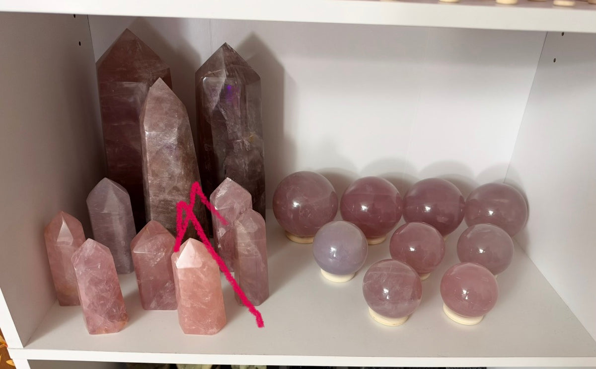 Large Statement Brown Golden Flash Rose Quartz Tower (198Z)