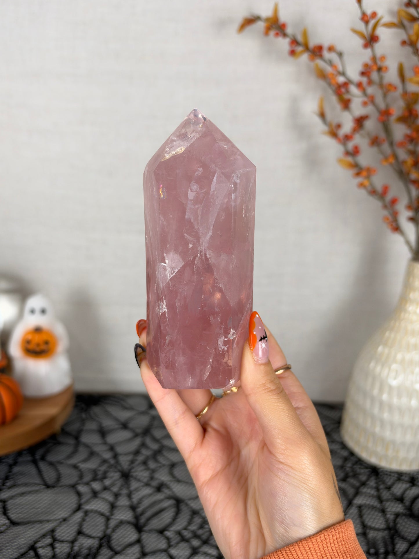 Extra Juicy Golden Flash Rose Quartz Tower (68X)