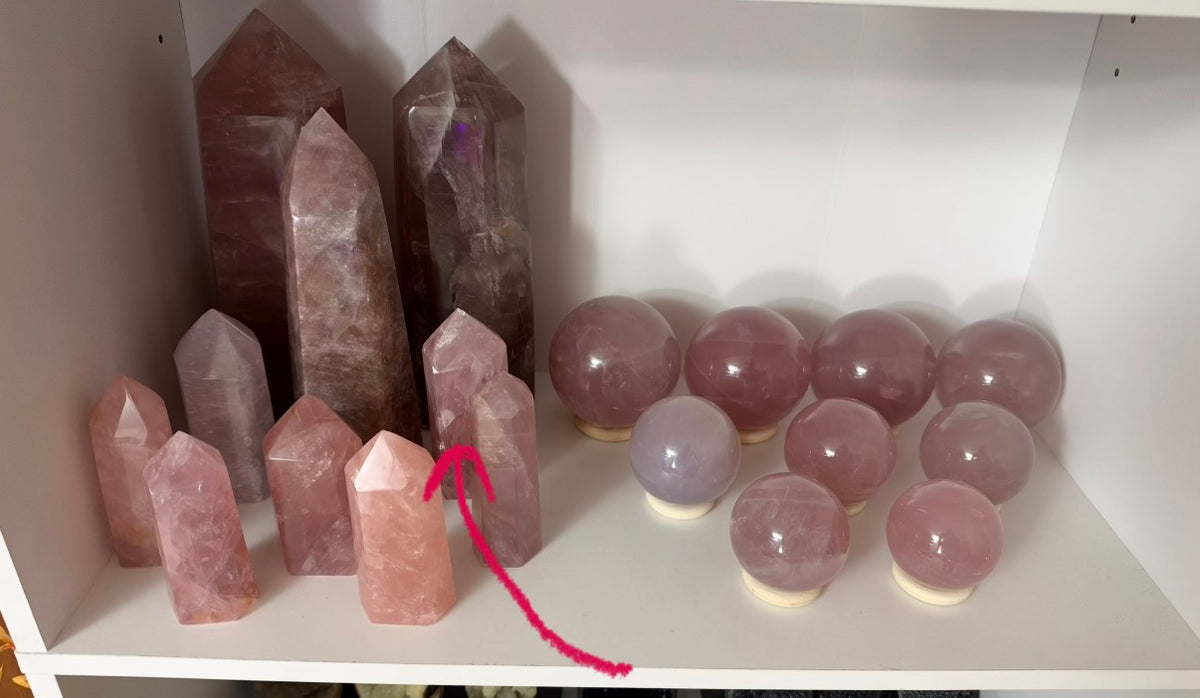 Extra Juicy Golden Flash Rose Quartz Tower (68X)