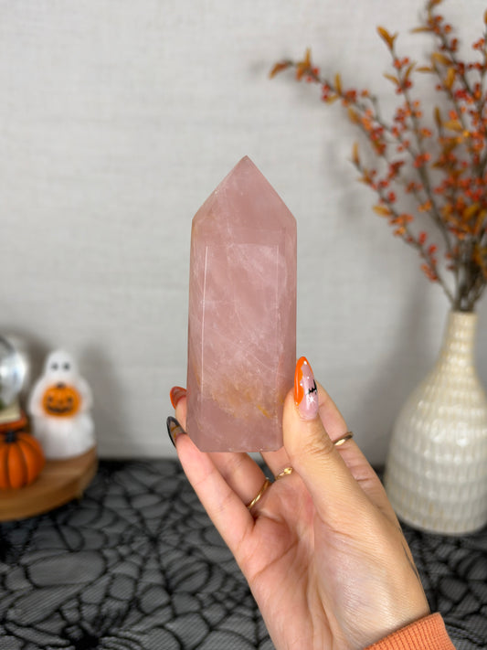 Peachy Pink Rose Quartz Tower (38T)