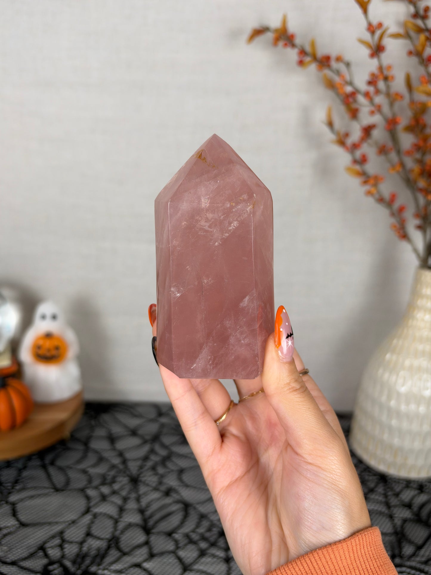 Juicy Mauve Golden Flash Rose Quartz Tower (54X)